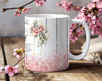 Fear Not For I Am With You Christian Bible Verse Religious Mug Sublimation Template - 11Oz Mug & 15Oz - PNG Wrap Download
