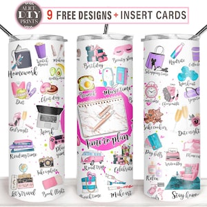 Mi lista de tareas pendientes Recordatorio diario Planificador de lista de deseos 20oz Skinny Tumbler Wrap PNG Diseños de sublimación Descargar (más 9 GRATIS)