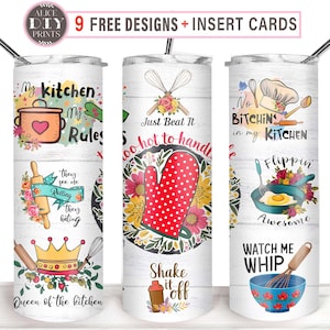Kitchen Just Beat It 20oz Skinny Tumbler Wrap Cooking Chef Recipe Food Baking PNG Sublimation Designs Download (Plus 9 FREE Designs)