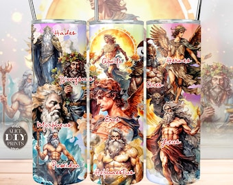 Greek Gods Names 20oz Fantasy Ancient Greek World History Skinny Tumbler Wrap PNG Sublimation Designs Download (Plus 9 FREE Designs)