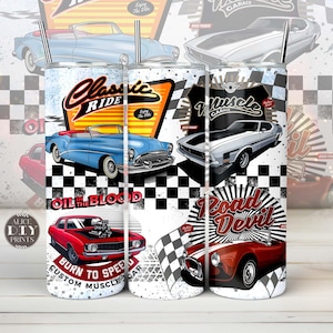 Classic Road Devil Car 20oz Skinny Tumbler Wrap Carro antigo Retro Racing Mecânico automotivo PNG Sublimação Dirigindo Amante de carros (9 designs GRÁTIS)