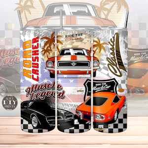 Classic Car Ride 20oz Skinny Tumbler Wrap Carro antigo Retro Racing Road Mecânico automotivo PNG Sublimação Dirigindo Amante de carros (9 designs GRÁTIS)