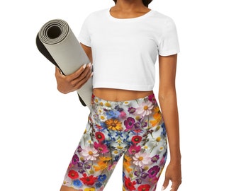 Multi Floral High Waisted Yoga Shorts (AOP)