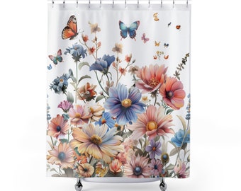 Flowers and Butterflies 1 Shower Curtains
