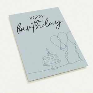 Postkarte Birthday Cake (blaugrau) - Set mit 10 Postkarten (2-seitig, ohne Umschläge)
