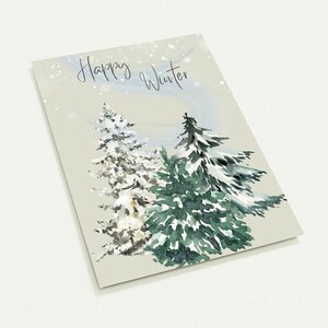 Postkarte Happy Winter (beige) - Set mit 10 Postkarten (2-seitig, ohne Umschläge)