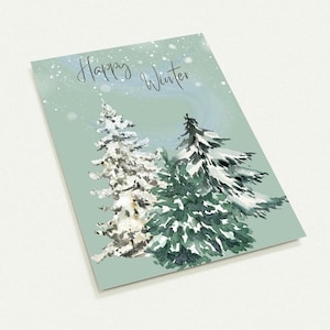 Postkarte Happy Winter (green) - Set mit 10 Postkarten (2-seitig, ohne Umschläge)