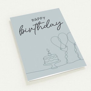 Biglietto d'auguri Torta di compleanno (blu-grigio) - Set di 10 biglietti d'auguri (buste premium)