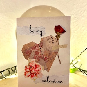 Grußkarte – Be My Valentine – Liebevolle Klappkarte für den Valentinstag – Geschenk für Partner:in oder Freunde - mit oder ohne Umschlag
