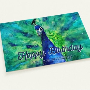 Postkarte Geburtstag Pfau  - Set mit 10 Postkarten (2-seitig, ohne Umschläge)