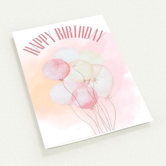Artery8 Biglietto di auguri di compleanno per bambina con palloncini ad acquerello, per sua nonna, sorella, nipote, figlia, moglie, donna