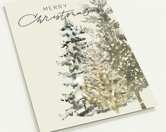 Postkarte Merry Christmas (beige) - Set mit 10 Postkarten (2-seitig, ohne Umschläge)