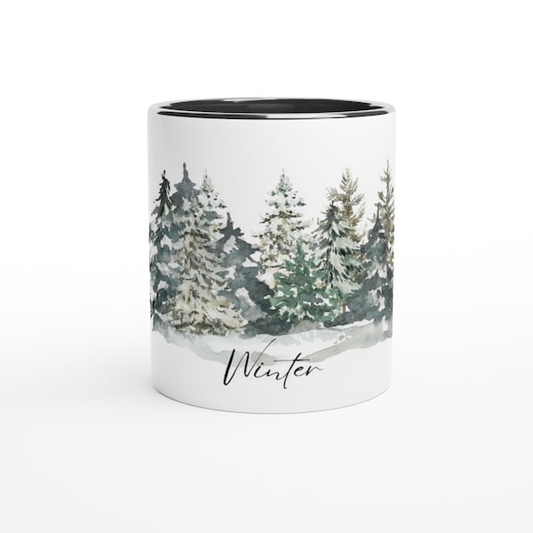 Tasse Winter mit Farbe (325ml) - White 11oz Ceramic Mug with Color Inside