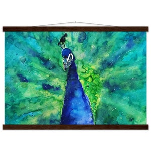 Premium poster van mat papier met stroken - Pauw