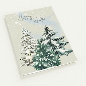 Tarjeta de felicitación Happy Winter (beige) - Juego de 10 tarjetas de felicitación (sobres premium)