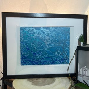 Acrylic painting on canvas – Hand-painted abstract artwork – Unique wall painting in blue and silver