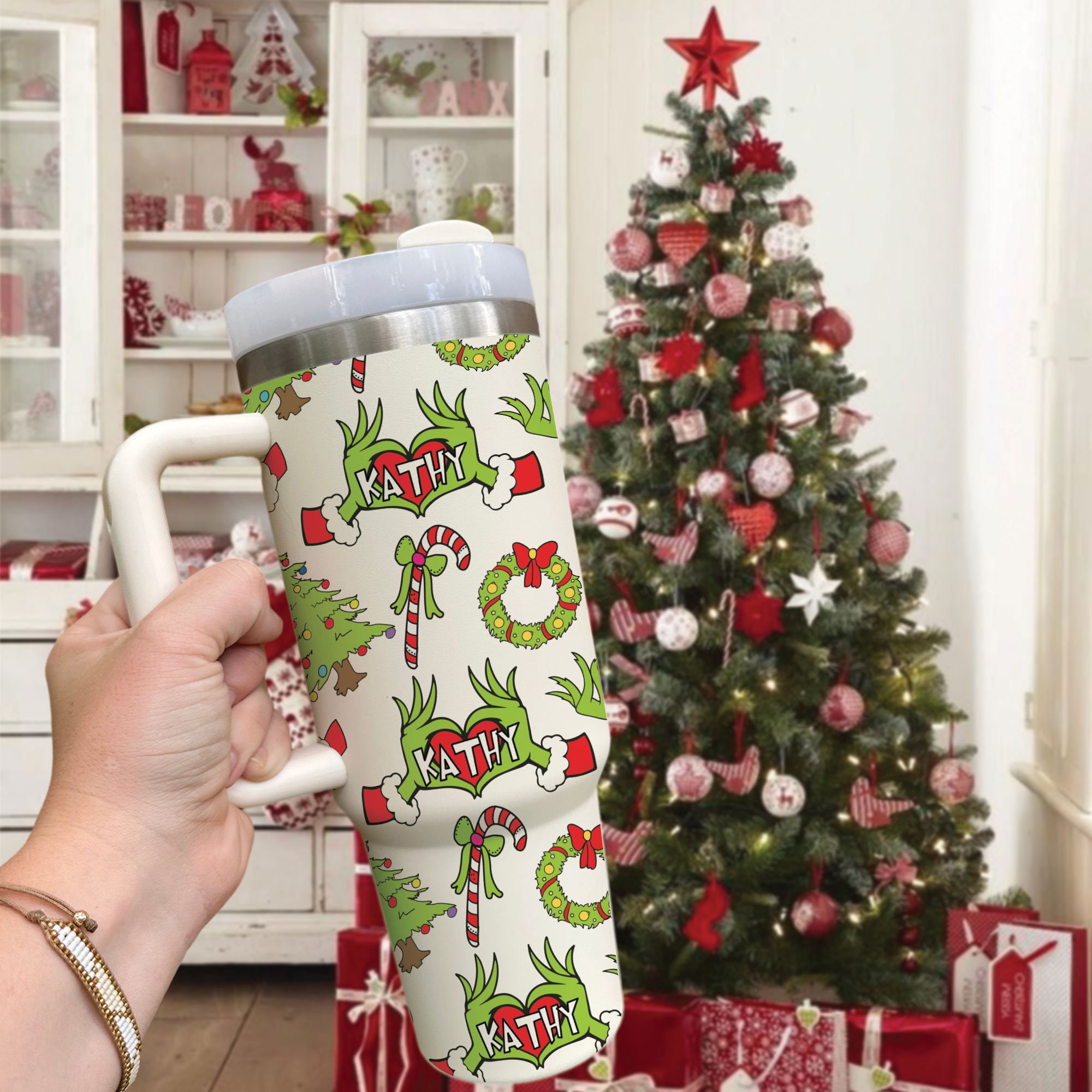 The Grinch Christmas Collage Skinny Stainless Steel Tumbler 20, 25