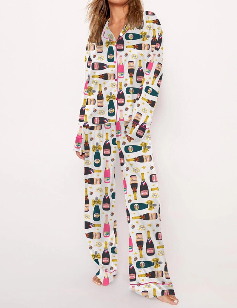 Champagne Wine Bottle Pajama Set Christmas Wine Pajamas Etsy UK