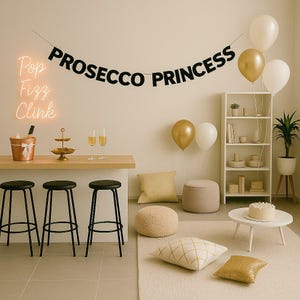 PROSECCO PRINCESS – Estandarte de letras negras