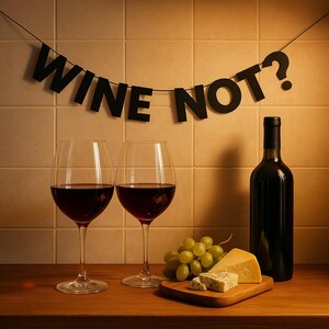 ¿VINO NO? – Pancarta de letras negras
