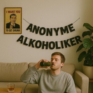 ANONYME ALKOHOLIKER – Banner de letras negras