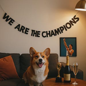 Somos los campeones – Pancarta en letras negras