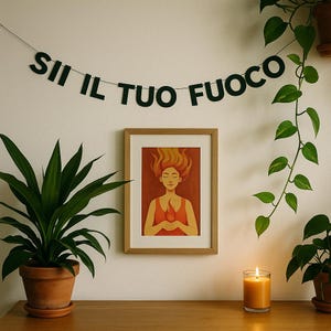 Sii Il Tuo Fuoco – Estandarte de letras negras