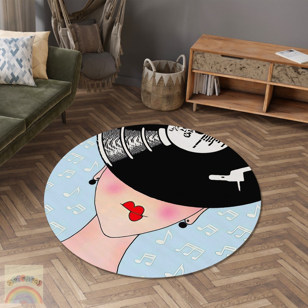 Music Themed Rug, Vinyl Music Illustration, Cool Women Area Carpet - Etsy