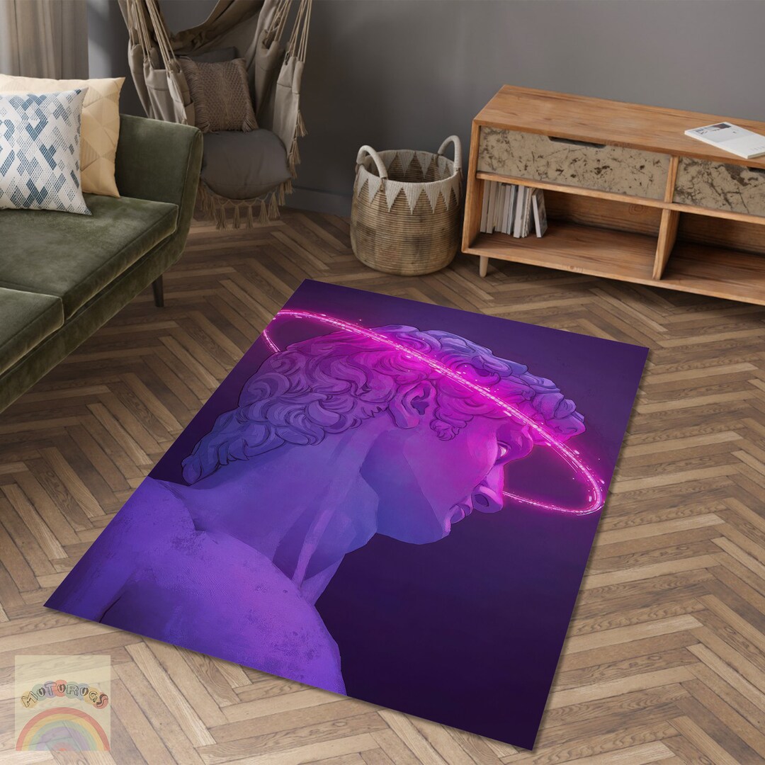 Neon Sculpture Rug, Neon Purple Theme Carpet,aesthetic Home Decor Rug ...