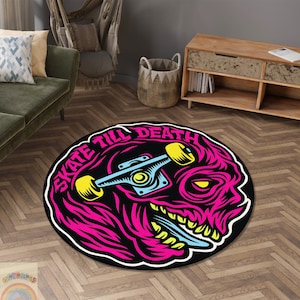 Skateboard Rug, Skate Till Death, Skateboarding Decor, Skater Room Decor, Cool Rugs