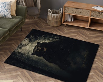 Bear Rug, Scary Bear Rug, Darkness Bear Rug, Wild Nature, Wild Bear Rug, Wild Animal Rug, Area Carpet, Non slip rug