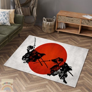Japanese Decor Rug,  Japanese Samurai Carpet, Japan Flag Rug, Area Carpet, Home Gift, Home Decor