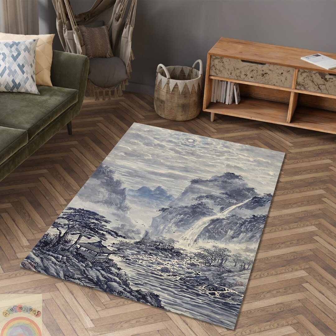 Asia Rugs Asia Art Rug, Japanese Painting, Scenery Rug, Art Design Rug, Area ...
