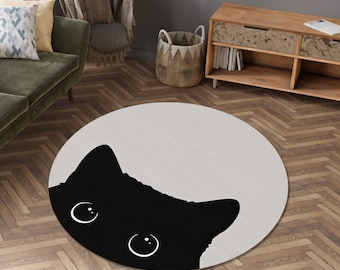 Cat Rug, Cute Cat Eyes Carpet, Black Cat Rug, Animal Decor, Area Carpet
