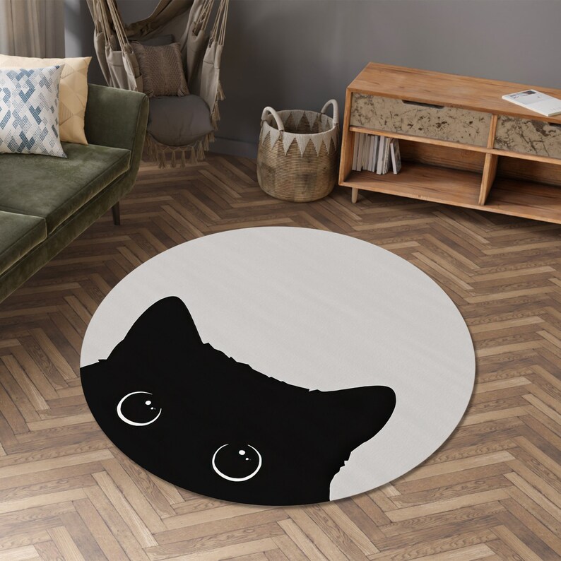 Scaring Cat Rug Cat Rug, Cute Cat Eyes Carpet, Black Cat Rug, Animal Decor, Area Carpet ...