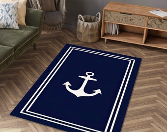 Anchor Rug, Sailor Decor Rug, Sea Decor Rug, Nautical Decor Rug, Seafarer Rug, Area Carpet, Non Slip Rug, Yatch Rug