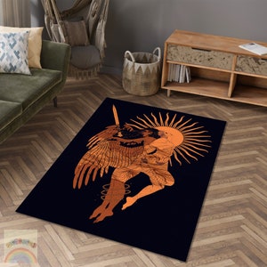 Greek Mythology Rug, Icarus Rug, Athena Carpet, Area Carpet, Home Decor Rug, Ancient Decor Rug, Home Gift
