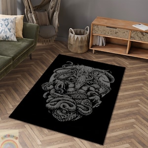 Cthulhu Rug, Lovecraftian Decor, Dark Fantasy Rug, Gothic Rug, Mythical Creature, Unique Area Rug