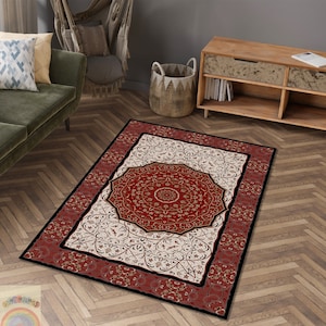 Arabic Rug, Traditional Rug, Persian Colored, Printed Rug, Arabic Pattern, Area Carpet