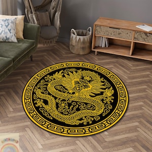 Alfombra de dragón asiático, alfombra de dragón chino, diseño de dragón, arte tradicional, alfombra de área única