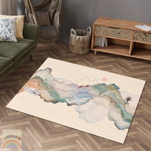 Abstrac Rug, Ink Landscape Carpet, Watercolor Rug, Area Carpet, Home Decor Rug, Living Room Rug