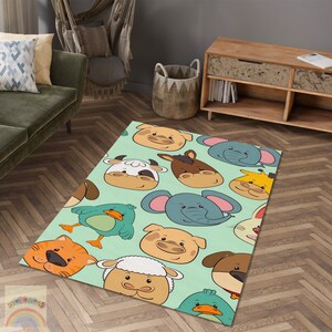 Alfombra de animales de dibujos animados, alfombra de pintura de animales, alfombra de elefante, alfombra de vaca, alfombra de habitación para niños, alfombra de área, alfombra de decoración del hogar