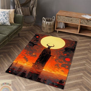 Devil Rug, Satan Design Rug, Scary Demon Rug, Cool Devil Rug, Devil Carpet, Area Carpet