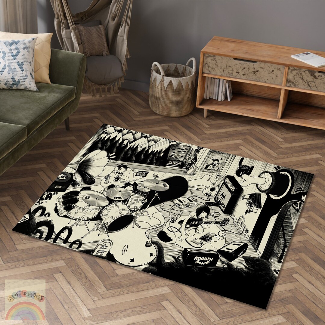 Music Themed Rug, Cartoon Music Carpet, Cartoon Artwoork Carpet, Area ...
