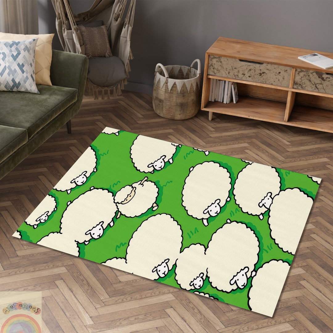 Whimpsy Rug Sheep Sheep Design Rug, Fluffy Sheep Rug, Cute Animal Rug, Animal Decor Rug ...