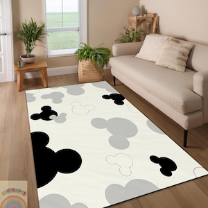 Alfombra minimalista con silueta de ratón: decoración de dibujos animados para habitación de niños, alfombra antideslizante moderna, alfombra decorativa con animales