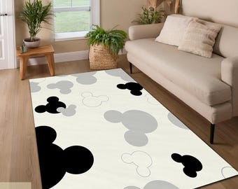 Minimalist Mouse Silhouette Rug - Kids Room Cartoon Decor, Modern Non-Slip Rug, Decorative Animal Rug