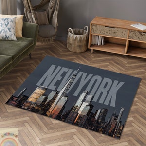 New York Rug, City Scenery Rug, Skyscrapers Rug, New York City, Area Carpet