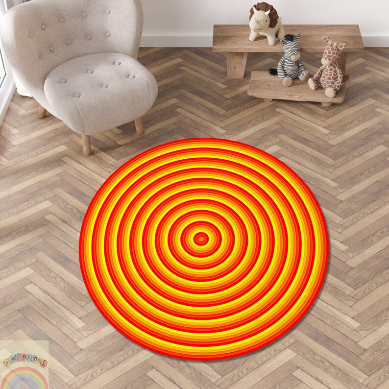 Circle Rug Circle Clipart Rug Red Circle Rug Yellow Circle Etsy