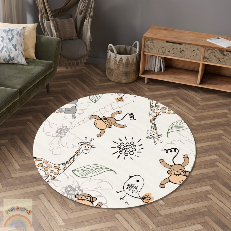 Animals Rug, Monkey Rug, Giraffe Rug, Bird Rug, Cartoon Decor Carpet ...